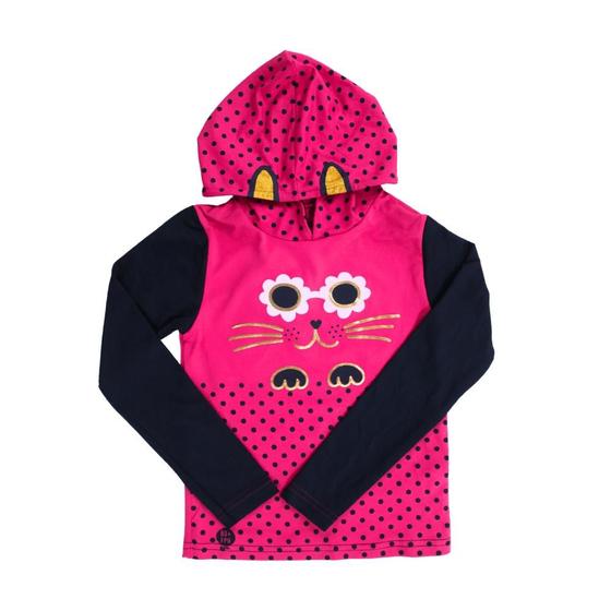 Imagem de Blusa Infantil Praia Pink Gatinho Capuz - Marisol