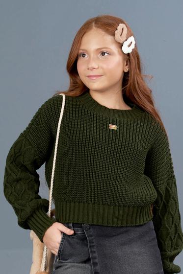 Imagem de Blusa Infantil Tricot Cropped Verde Pakita