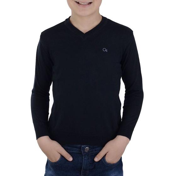 Imagem de Blusa Infanto Juvenil Masculina Ogochi Tricot Gola V Preta - 005006