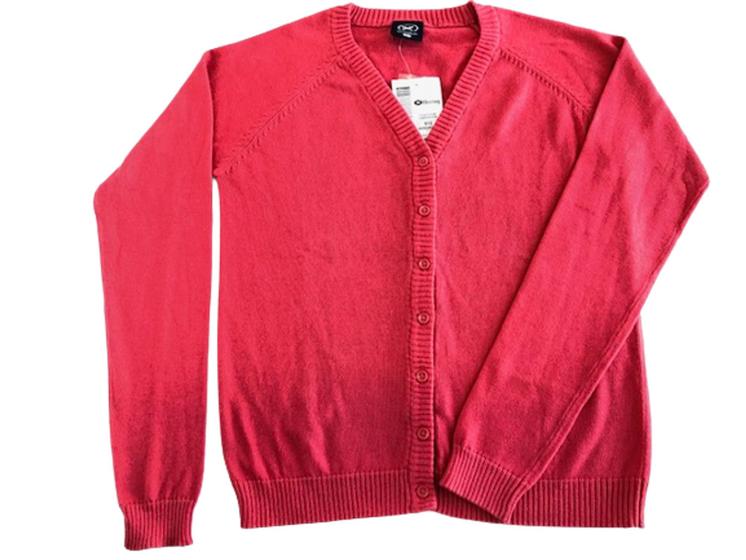 Imagem de Blusa Juvenil Cardigan Feminina KV5G Tam 12 - Hering Tricô Vermelho.