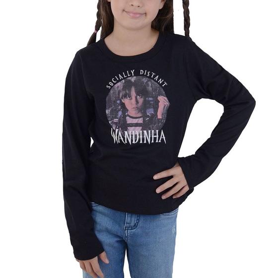 Imagem de Blusa Juvenil Feminina Brandili ML Wandinha Preta - 556491