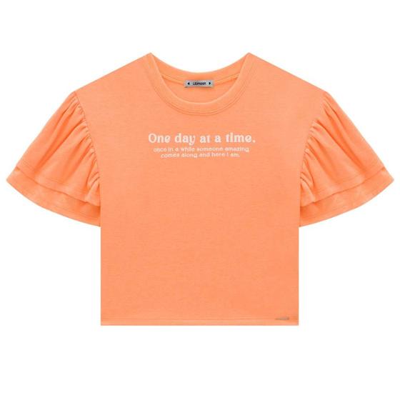 Imagem de Blusa Juvenil Lilimoon em Algodão Estampa Lettering cor Laranja