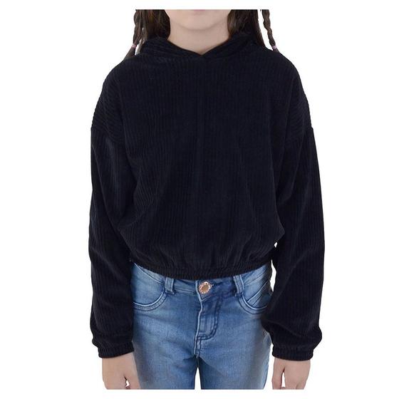 Imagem de Blusa Juvenil Menina Malwee Cropped Veludo Preta 100011