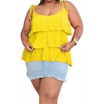 Imagem de Blusa laise alça fina babados plus size simples