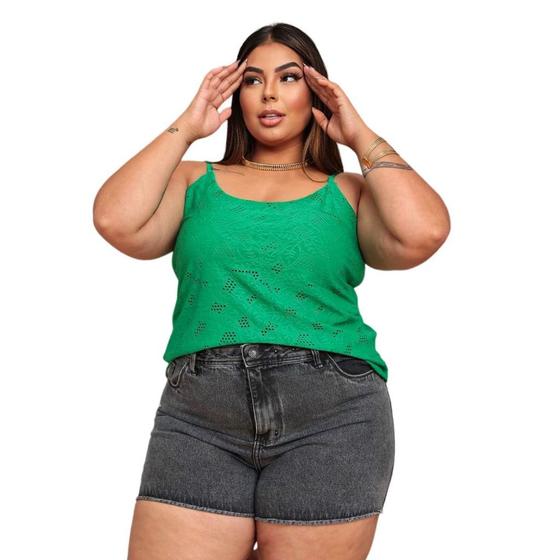 Imagem de Blusa laise plus size alça fina casual feminina tamanho grande casual