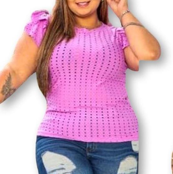 Imagem de Blusa lesie plus size manga babado curta novidade fashion