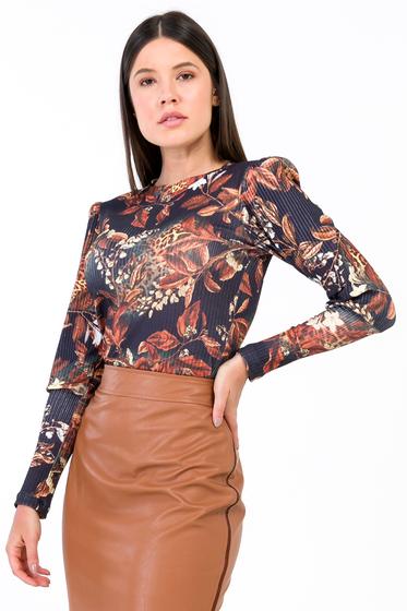 Imagem de Blusa Malha Canelada Estampada Animal Print-P