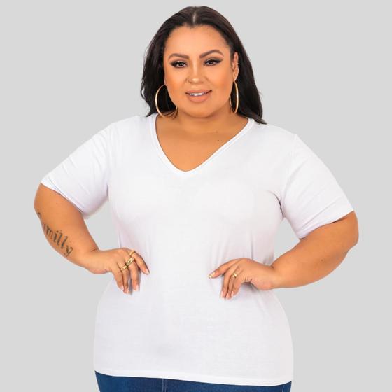 Imagem de Blusa Manga Curta Decote V Plus Size