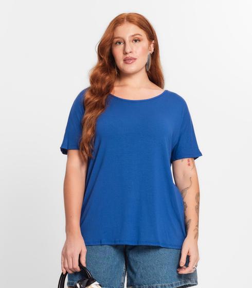 Imagem de Blusa Manga Curta Feminina Plus Size Secret Glam Azul