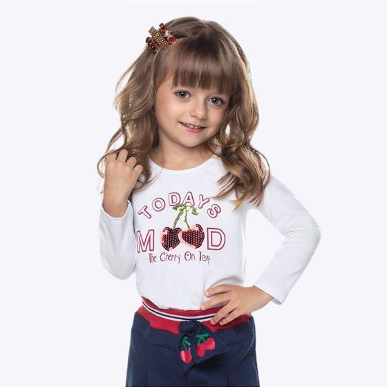 Imagem de Blusa Manga Longa Branca em Malha Infantil Menina Have Fun 28705