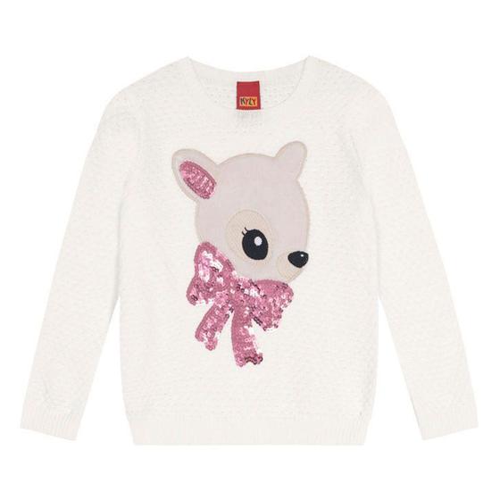 Imagem de Blusa Manga Longa Infantil Menina Tricô Bordado Lantejoulas - Kyly