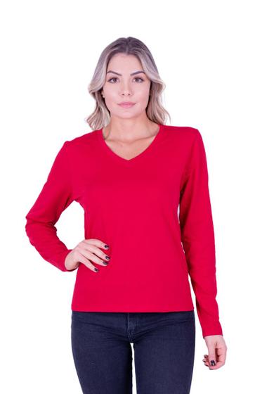 Imagem de Blusa Manga Longa Lisa Decote "v" Silk Sport (13259ex)