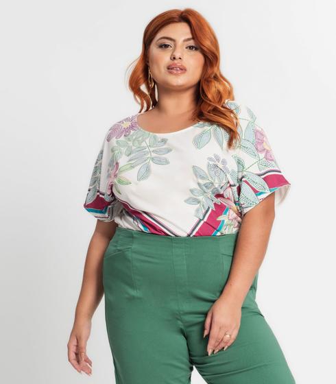 Imagem de Blusa Manga Morcego Feminina Plus Size Secret Glam Bege