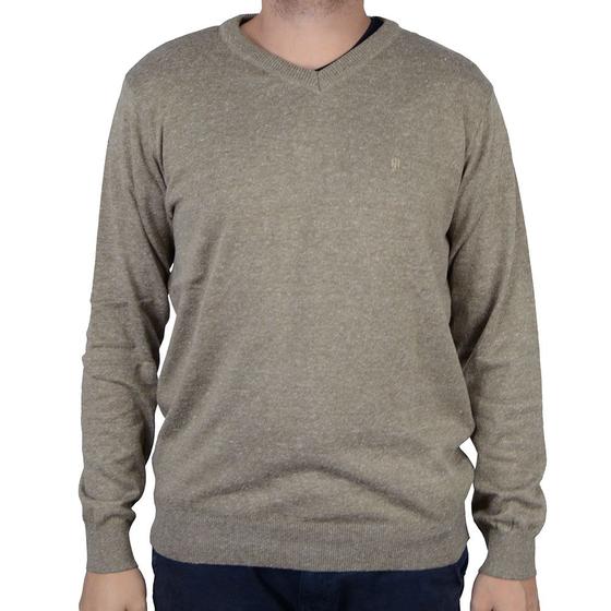 Imagem de Blusa Masculina Highstil Tricot Gola V Mescla Khaki - 0102