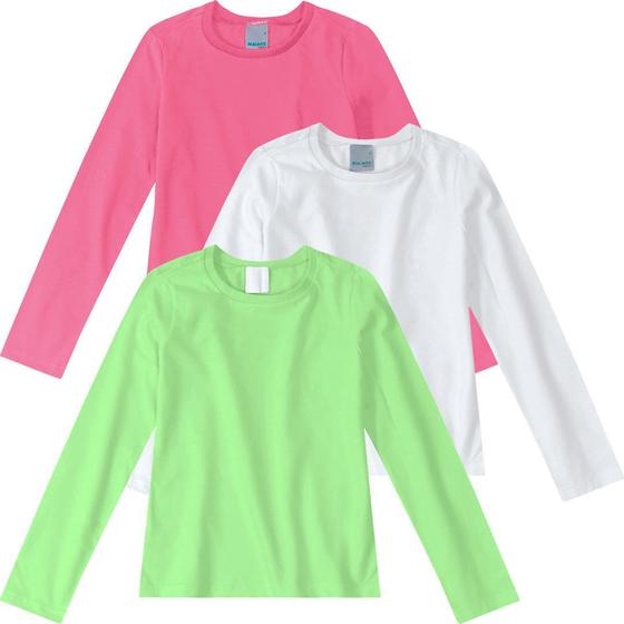 Imagem de Blusa Menina Manga Longa Malha UV Colors Kit 3 Peças - Malwee