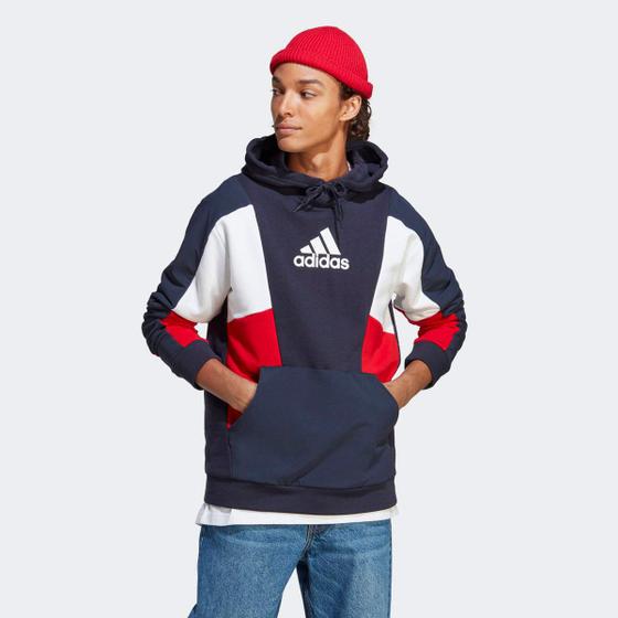 Blusa Moletom Adidas Colorblock Com Capuz Masculina Menor preço em Blusa Moletom Adidas Colorblock Com Capuz Masculina