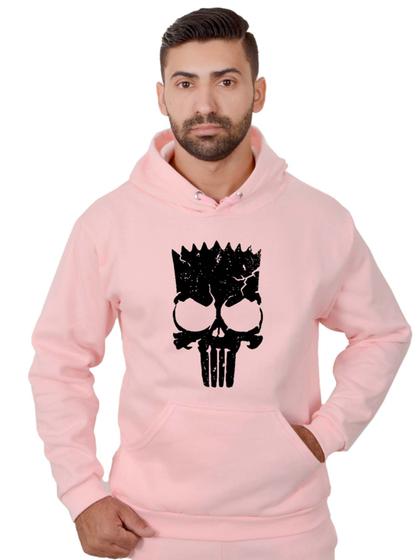 Imagem de Blusa Moletom Bart Masculina Caveira Com Bolso e Capuz Rosa