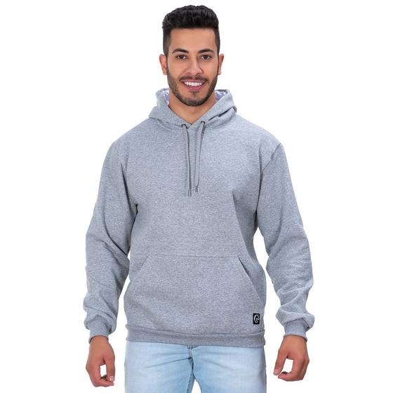 Imagem de Blusa Moletom Blusão Cinza Masculino Capuz Canguru Inverno