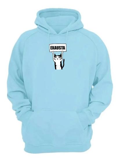 Imagem de Blusa Moletom Canguru Algodão Cores Estampada Frases Tumblr Gatinho