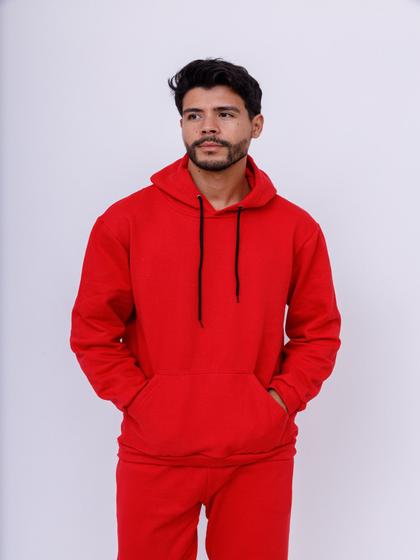 Imagem de Blusa Moletom Canguru Com Capuz Masculino - Vermelho