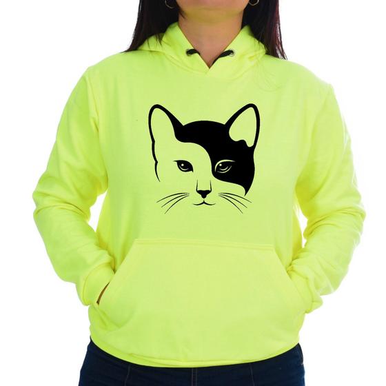 Imagem de Blusa Moletom Canguru Feminino Flanelado Casual Gato