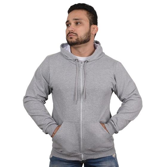 Imagem de Blusa Moletom Casaco Masculino Canguru Com Zíper