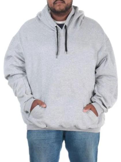 Imagem de Blusa Moletom Com Capuz e Bolso Canguru Plus Size Cinza
