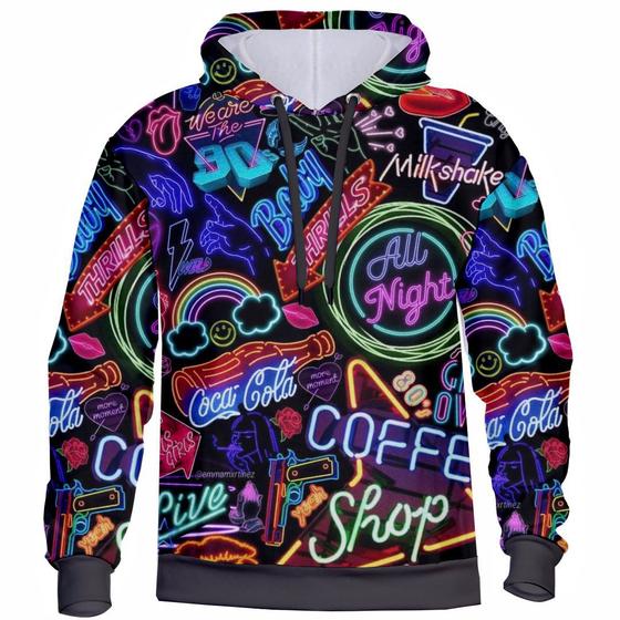 Imagem de Blusa Moletom Estampado 3D Night Neon Agasalho de Frio Com Capuz Macio