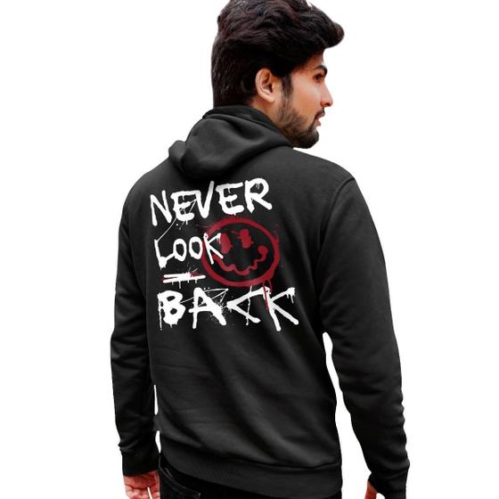 Imagem de Blusa Moletom Estampado Masculino em Algodão 30.1 Never Look Back Smile