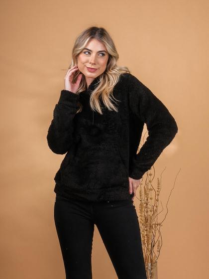 Imagem de Blusa moletom estilo pelucia com bolsa com capuz 1 79092275590522