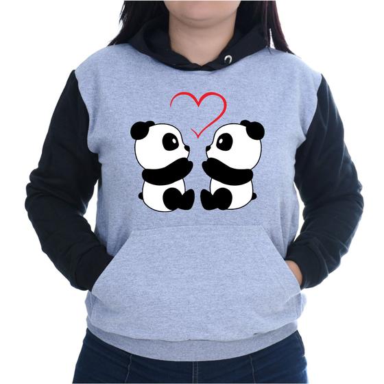 Imagem de Blusa Moletom Feminino Canguru Flanelado Casual 2 Panda