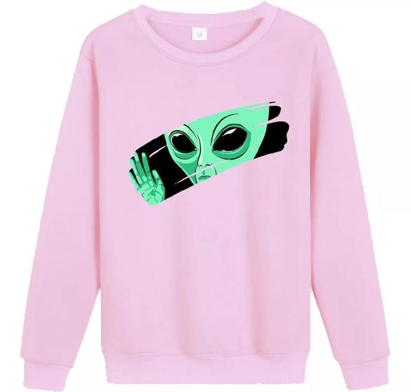 Imagem de Blusa Moletom Gola Careca Masculino Et Alien Vidro Mão Swag