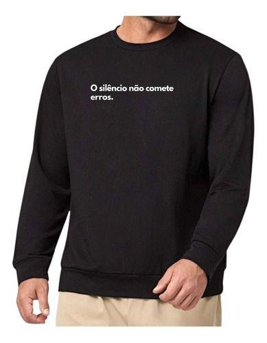 Imagem de Blusa Moletom Gola Frase Silêncio Não Comete Erros Criativa