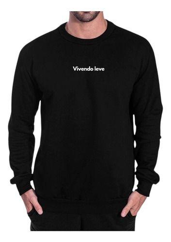 Imagem de Blusa Moletom Gola Frase Vivendo Leve Good Vibes Criativa