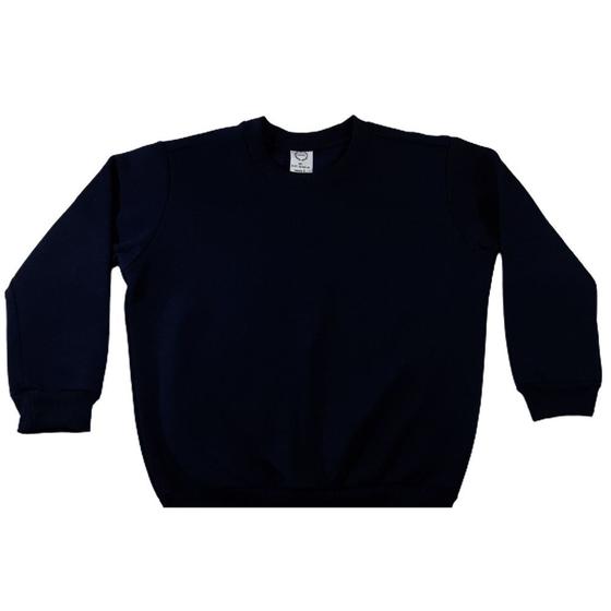 Imagem de Blusa Moletom Infantil Bebe Flanelado Azul Marinho Punho Basico 1 A 3 Anos Unissex Frio Inverno Confortável Macio Costura Reforçada Baby Deluxe