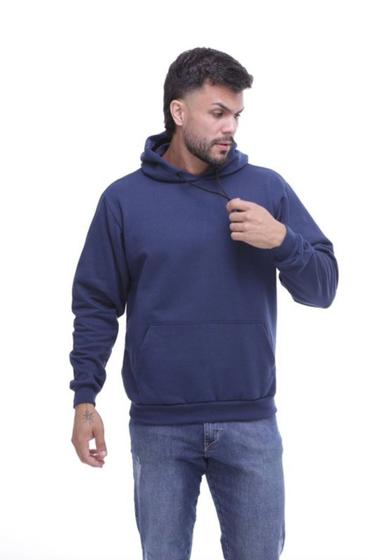 Imagem de Blusa Moletom Liso Canguru Com Capuz Bolso Masculino