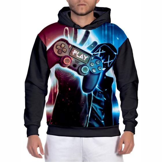 Imagem de Blusa Moletom Masculina Estampa Full Controle Gamer Casaco Frio de Inverno