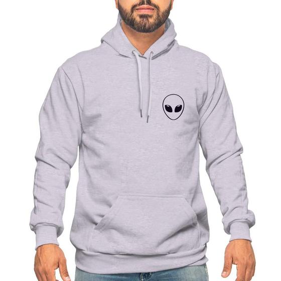 Imagem de Blusa Moletom Masculina Sem Zíper Casual Flanelado Alien