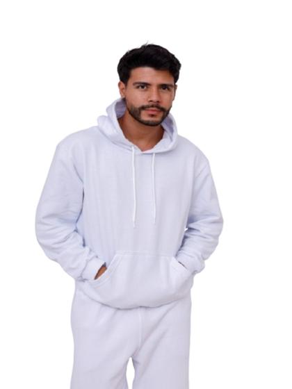 Imagem de Blusa Moletom Masculino Com Bolso Canguru Com Capuz - Branco