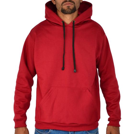 Imagem de Blusa Moletom Masculino Frio Bolso Canguru e Capuz Inverno Confortável