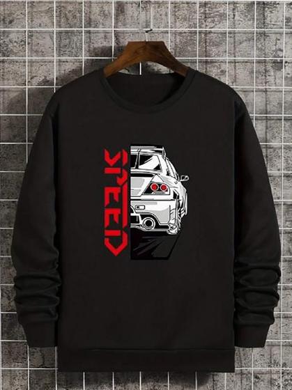 Imagem de Blusa Moletom Masculino Gola redonda streetwear Carro Corrida Estampada