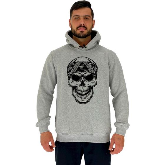 Imagem de Blusa Moletom Tradicional Com Touca MXD Conceito Caveira Com Bandana