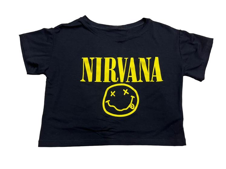 Imagem de Blusa Nirvana Kurt Cobain Camiseta Cropped Blusinha Banda de Rock Feminina Sf271 BM
