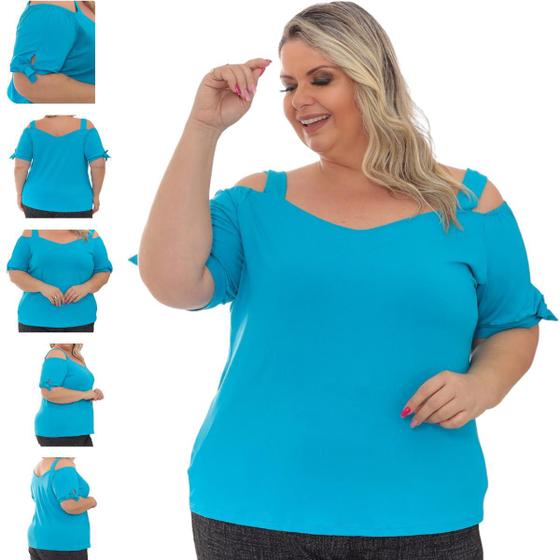 Imagem de Blusa Ombro a Ombro com Amarração Viscolycra Curvy Plus Size