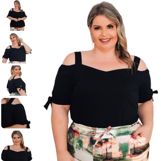 Imagem de Blusa Ombro a Ombro com Amarração Viscolycra Curvy Plus Size