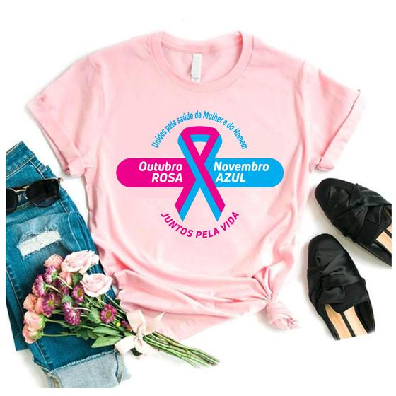 Imagem de Blusa outubro rosa e novembro azul camiseta rosa