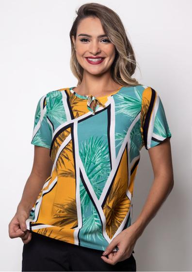 Imagem de Blusa Pau a Pique Estampada Mostarda e Verde