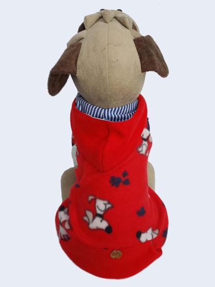 Imagem de Blusa Pet vermelha cachorrinhos com capuz dupla face tam. P