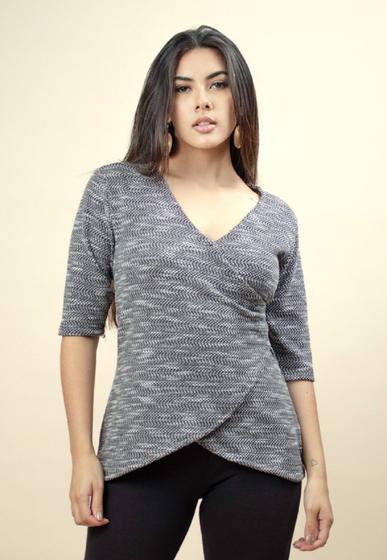 Imagem de Blusa Pétalas de Algodão Dalila Mescla de Preto