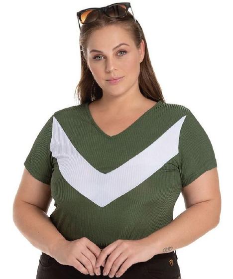 Imagem de Blusa Plus Size Canelada Dedo Doce 1144008   Tam G1 G2 G3 G4